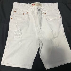 Levi’s White Distressed Denim Shorts